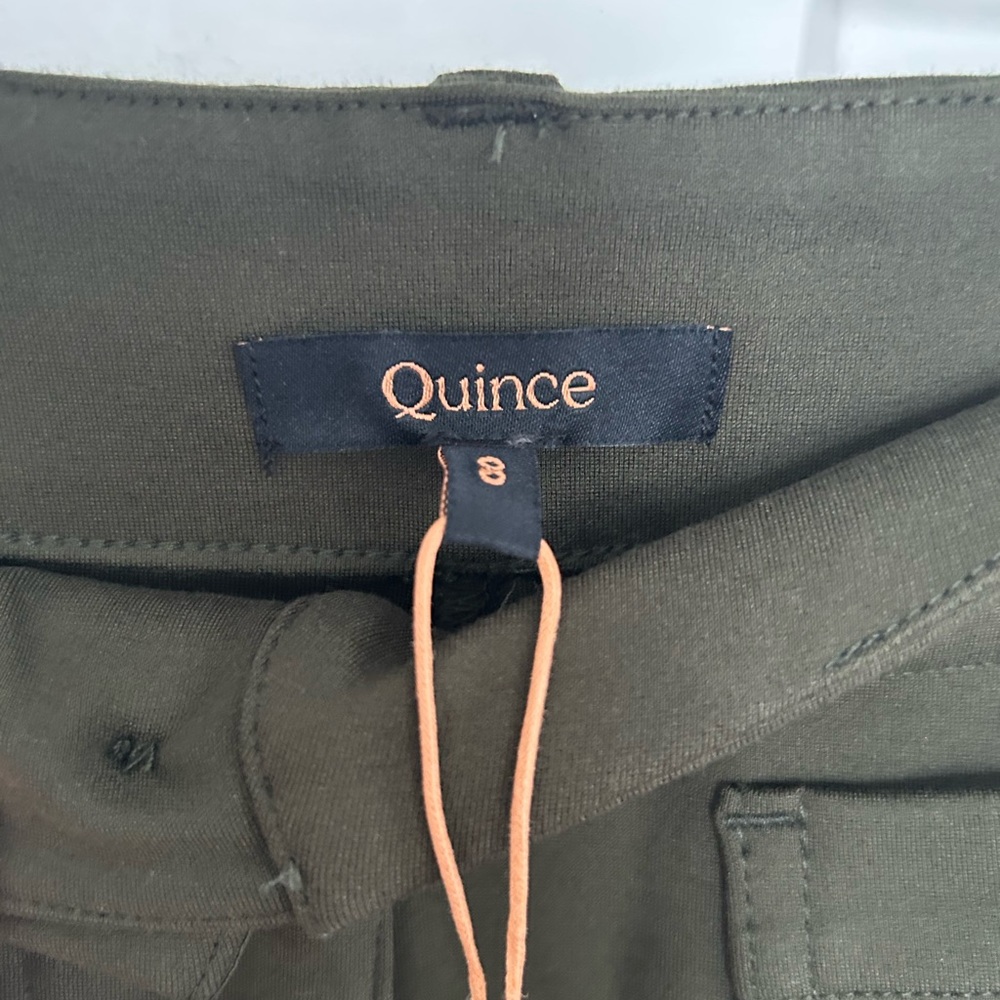 Quince Ultra Stretch Ponte Cropped Wide Leg 24” Olive Pants SZ 8 NWT - Picture 4 of 8
